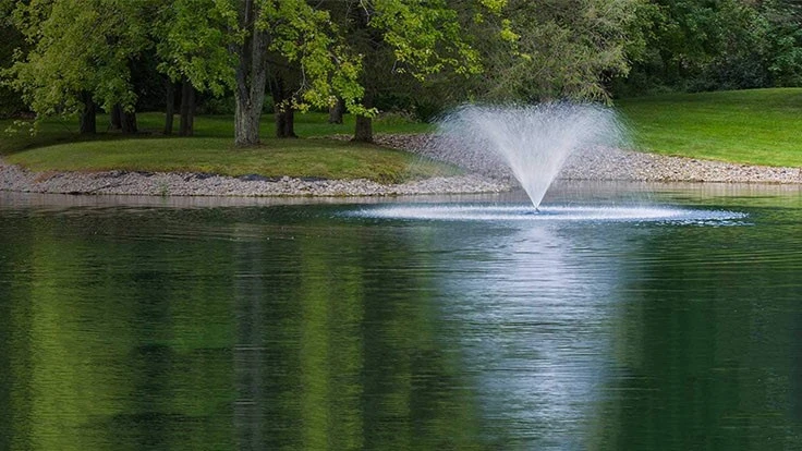 An Airmax fountain on display in a pond.