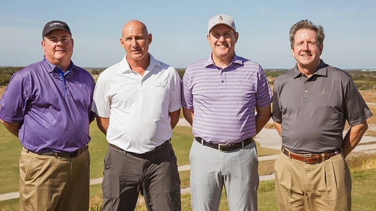 Pictured from left: Modern Turf President Hank Kerfoot, Streamsong Resort director of agronomy Rusty Mercer,  Streamsong Resort director of golf Scott Wilson and Mach 1 agronomist Rodney Lingle. 