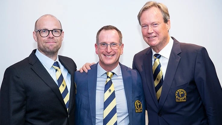 EIGCA President Tim Lobb (middle) with newly appointed vice president Caspar Grauballe (left) and outgoing President Christoph Staedler (right).