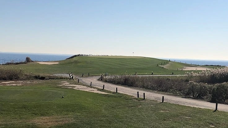 The Gibraltar hole at Timber Point Golf Course on Long Island.