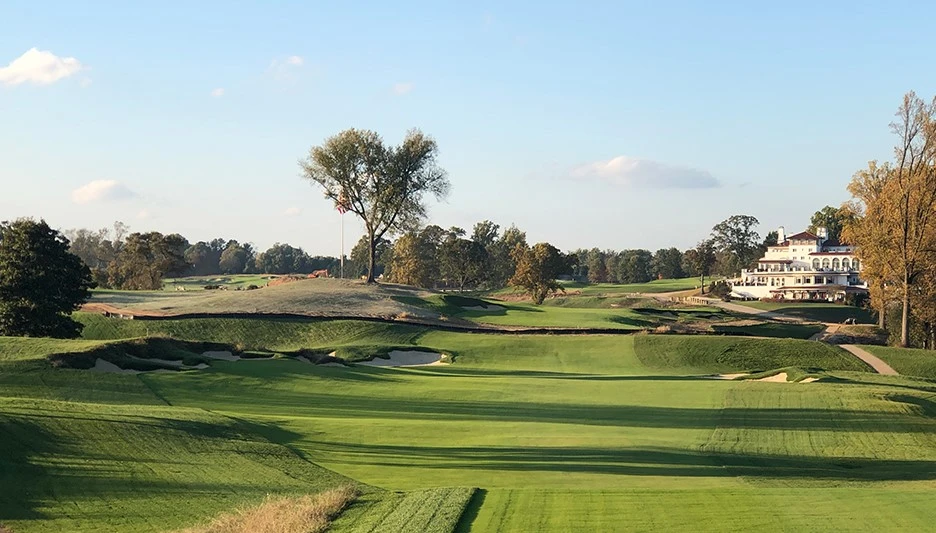 The Blue Course at Congressional Country Club (pictured during a renovation in 2020) reopened last year and is hosting the 2022 KPMG Women’s PGA Championship. 