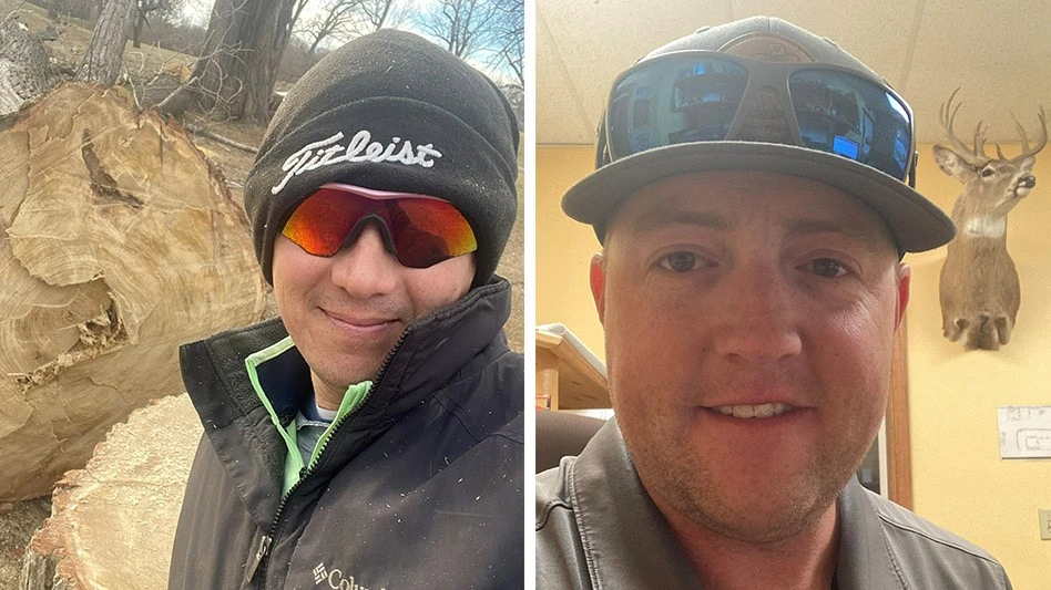 Jeff Schultz of Shoreline Golf Course in Carter Lake, Iowa, left, and Bruce Griebler of The Golf Club at Devils Tower in Hulett, Wyoming.