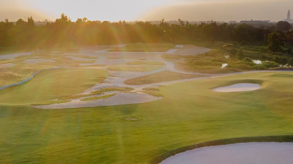 Holes 7 and 8 at Ballyshear Links, Hog's Back and the Ocean Biarritz.