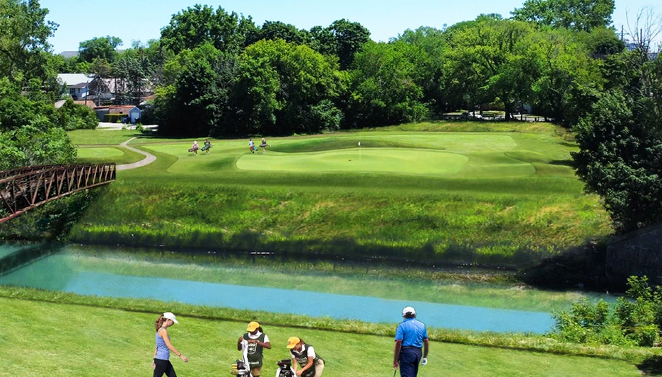 The proposed 16th hole at Canal Shores in suburban Chicago. Architect Todd Quitno will be guiding the project scheduled to begin in June 2023.