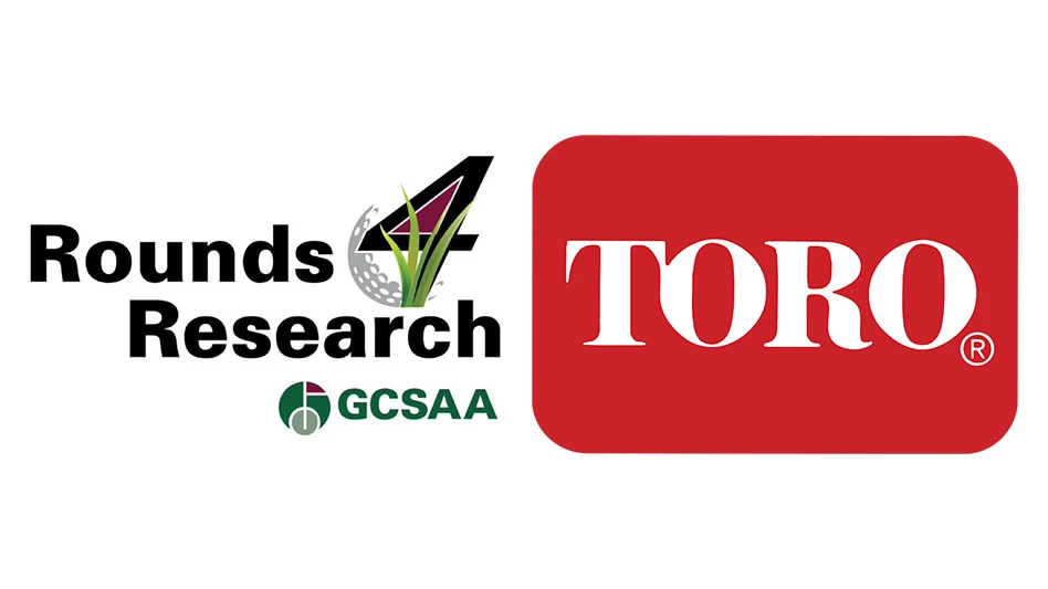 Logos for the GCSAA's Round 4 Research program and Toro.