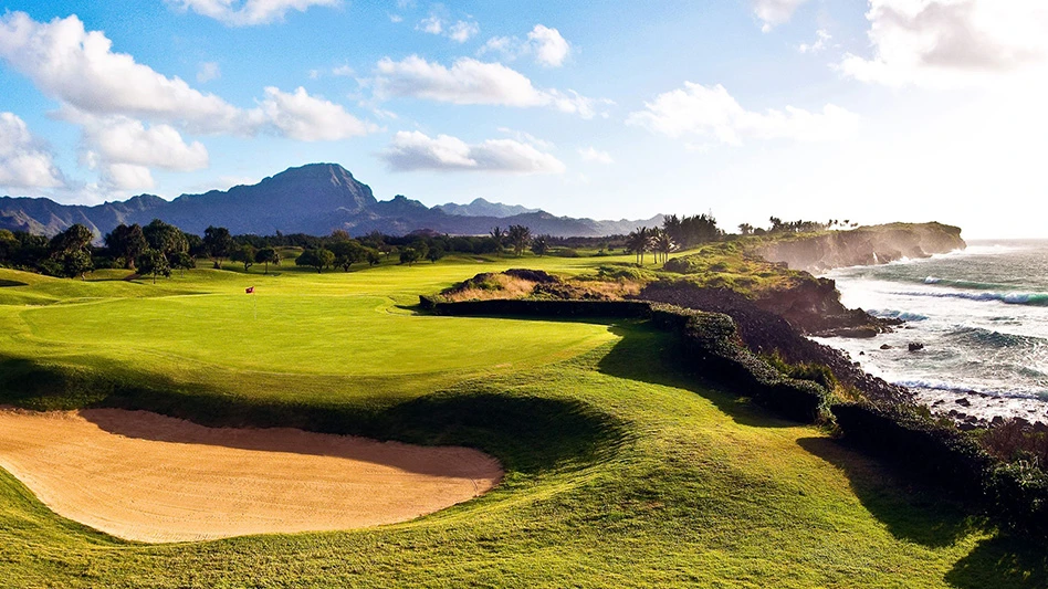 The 16th green at Poipu Bay Golf Course on the Hawaiian island of Kauai.